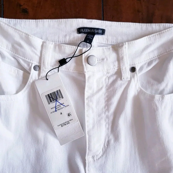 Eileen Fisher Women's Organic Cotton Stretch Denim High Rise Straight Leg Jeans - Picture 12 of 14